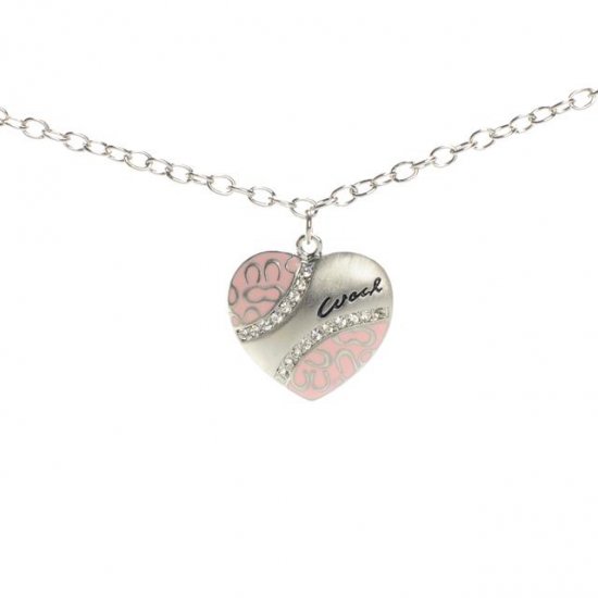 Coach Love Heart Pink Necklaces ALO | Women - Click Image to Close